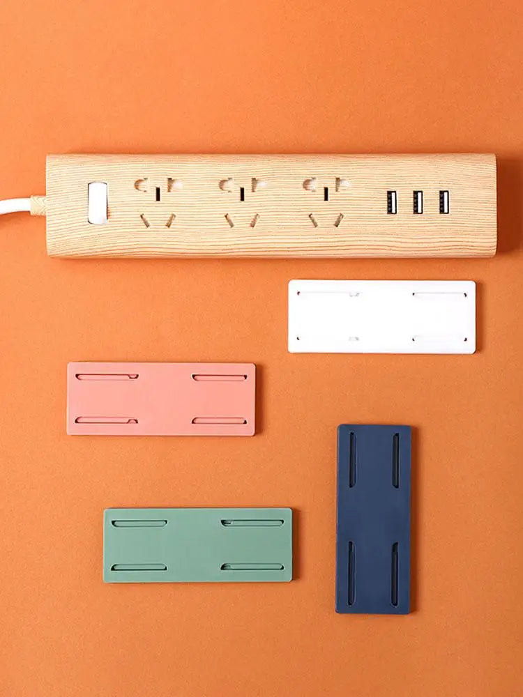 Power Strip Holder Wall Extension Socket Adhesive Organizer Cable Fixator Protector Buckle Fixer Surge Self Mounted