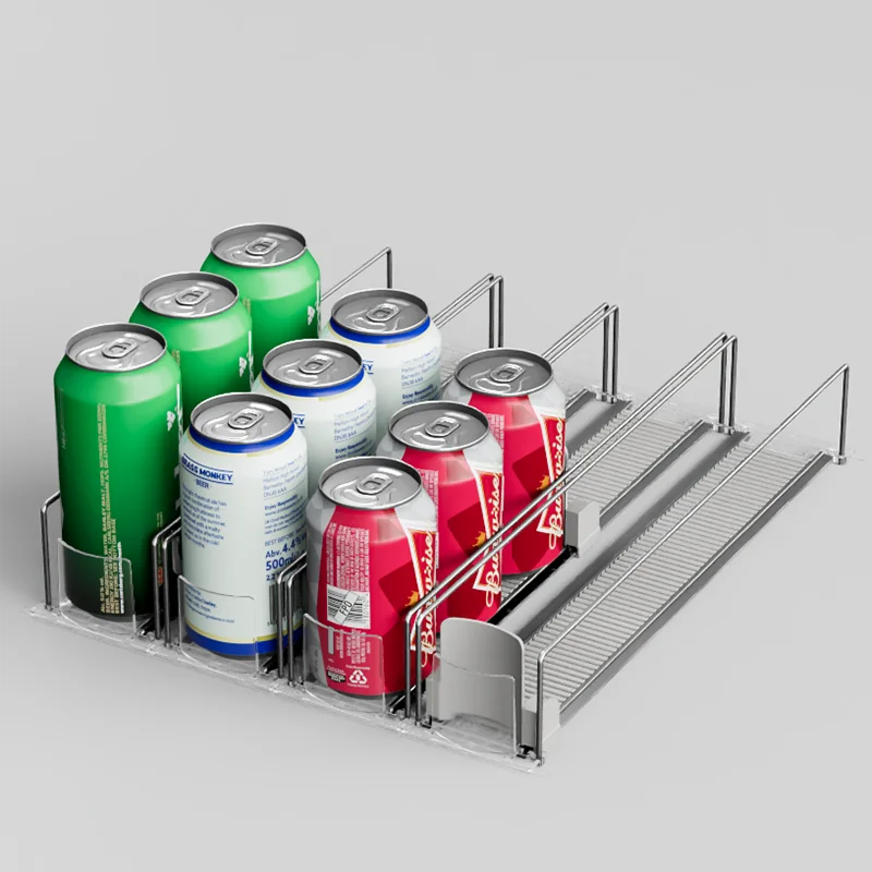 ChineBeer - Organizador de Latinhas LongNeck para Geladeira Empurrador de Latas com Mola, deslizador de latas para facilitar a retirada da geladeira, suporte para garrafas, prateleira dispenser de bebidas para geladeira