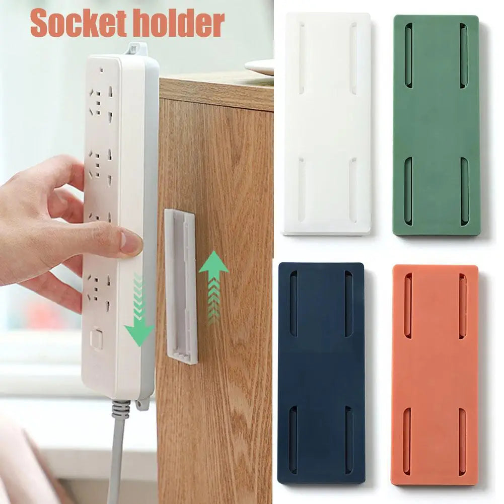 Power Strip Holder Wall Extension Socket Adhesive Organizer Cable Fixator Protector Buckle Fixer Surge Self Mounted