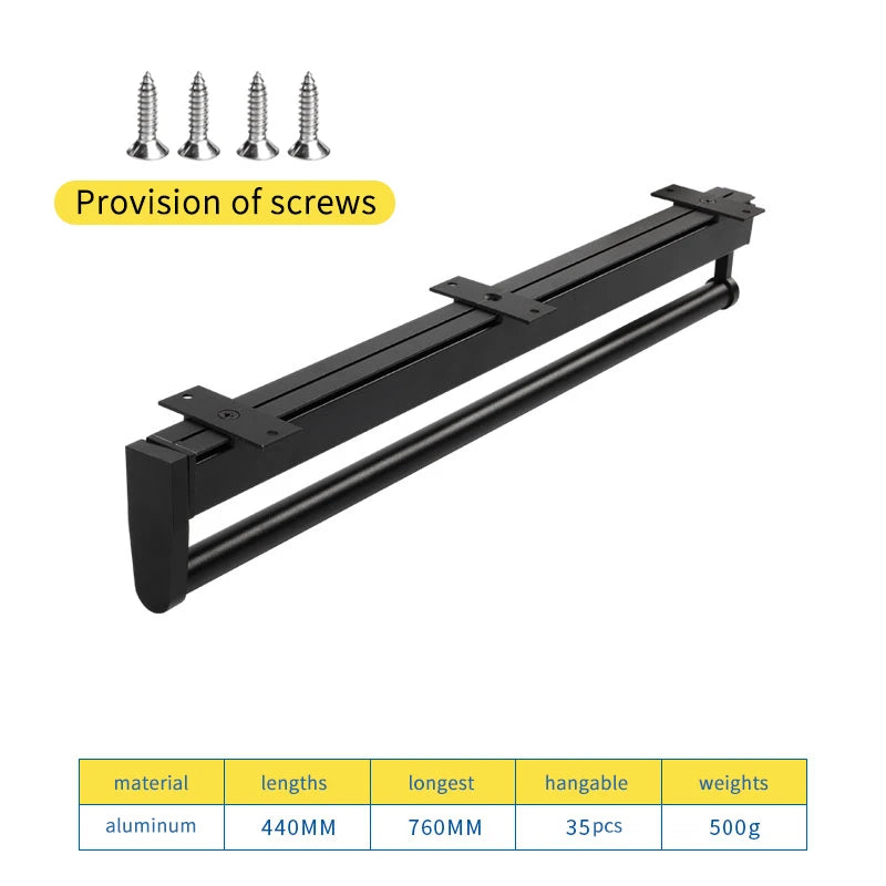 Closet shallow closet retractable hangers Cabinet hanging rod vertical pull-out top mounted trouser rack free of holes