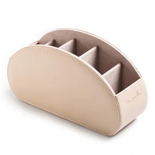 5 Grid Pu Leather Organizer Remote Control Phone And Tv Holder Desk Storage Box Cosmetics Brush