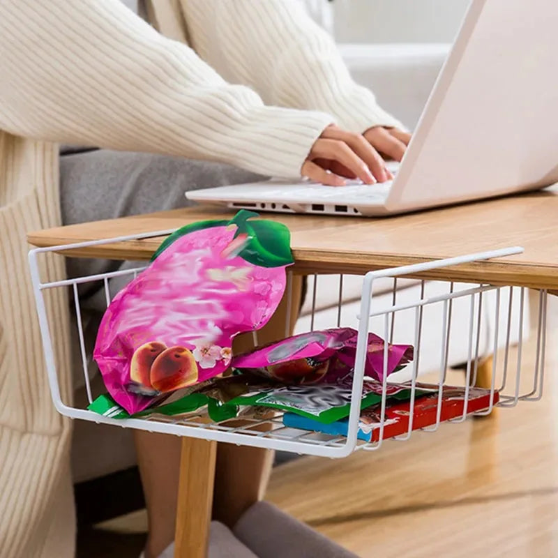 Multipurpose Closet Storage Basket Hanging Basket Organizer Metal Hanging Basket for Kitchen Cabinets and Desks