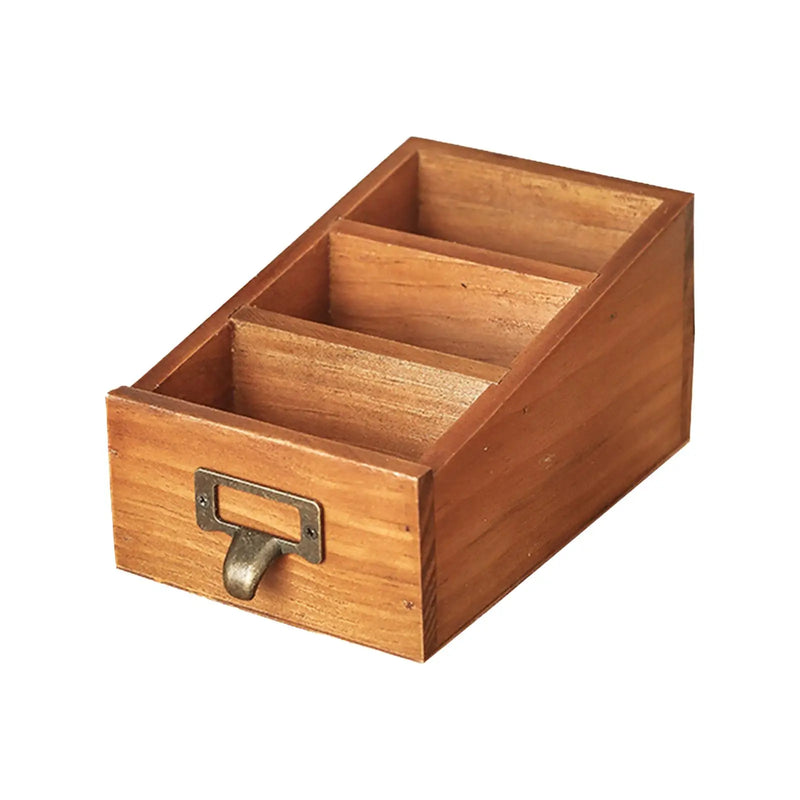 Wooden Desktop Organizer Case Durable Compact Portable Remote Control Caddy Holder for Desktop Office Countertop Bedroom Vanity