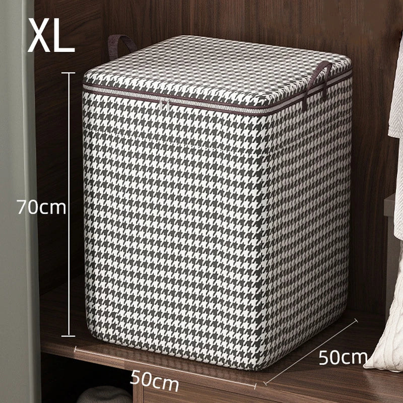 Extra-large Plaid Storage Box Plaid Storage Box Blanket Storage Bag Storage Container with Handle Closet Storage Box