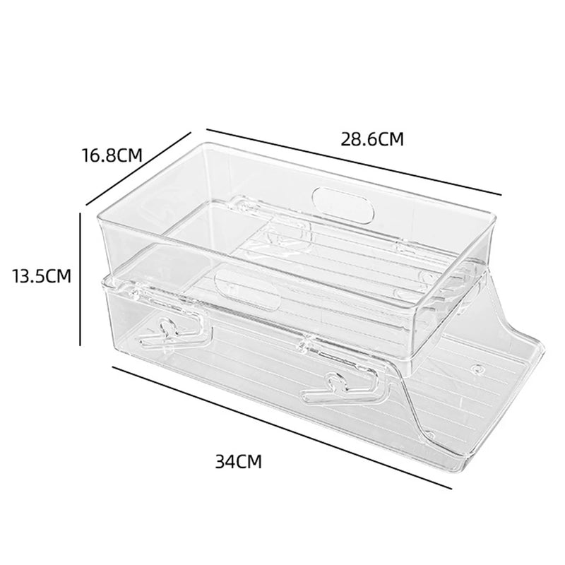 Sistema Organizador de Latinhas para Geladeira ou Freezer, Suporte em 2 camadas, sistema automático por gravidade, organizador de cerveja e refrigerante, grande capacidade, transparente