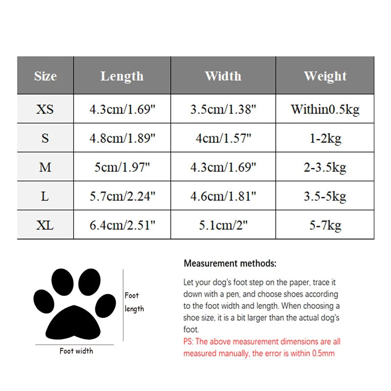 4Pcs/set Warm Pet Dog Shoes for Small Medium Dogs Cute Dog Boots Outdoor Non-Slip Puppy Sneakers Anti-Slip Dog Foot Protector