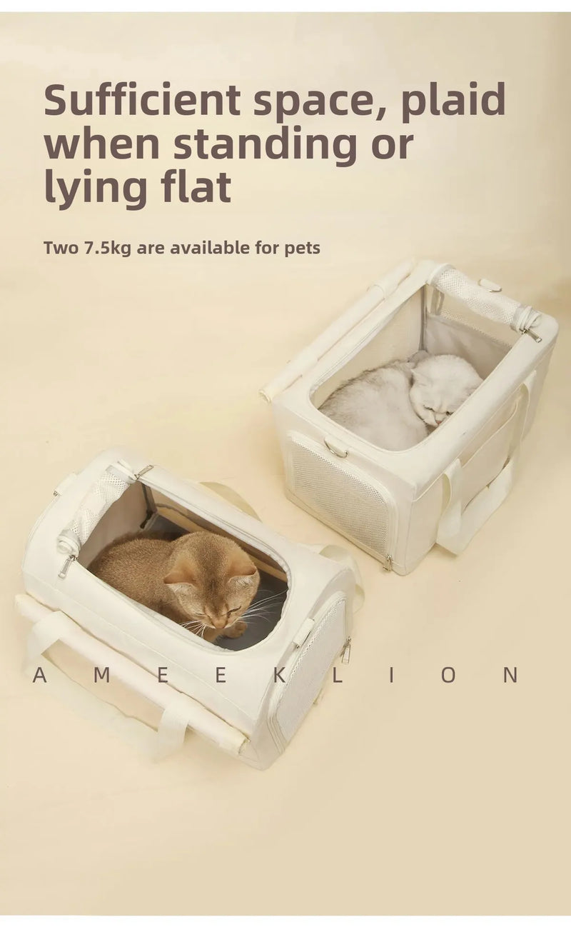 High Aesthetic Pet Trolley Box 2-layers Design Cat Basket Breathable Comfortable Transport Case Convenient Travel Pet Trolley