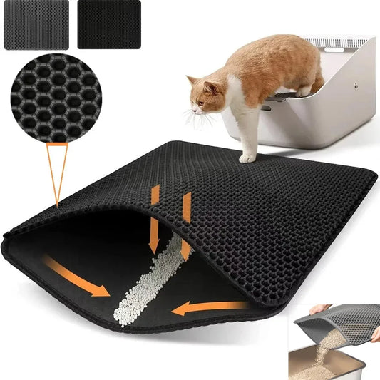 Large size Eva Cat Litter Mat Double Layer Waterproof Urine Proof Trapping Mats Non-Slip Easy to Clean Large Toilet Foot Pad