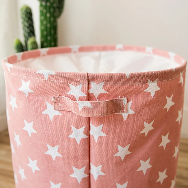 Foldable Star Laundry Basket for Toys Cotton Linen Storage Bucket Bag Collapsible Household Dirty Clothes Organizer 35*45cm