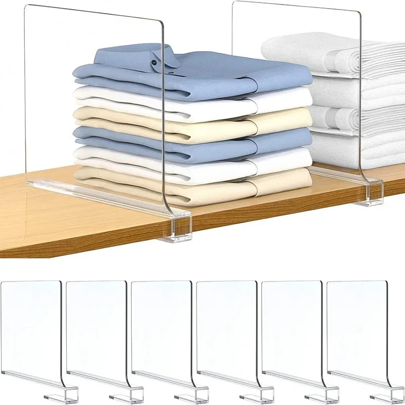 10/5/2pcs Transparent Closet Shelf for Wardrobe Organizer Cloth Divider Cupboard Bookcase Divider Baffle