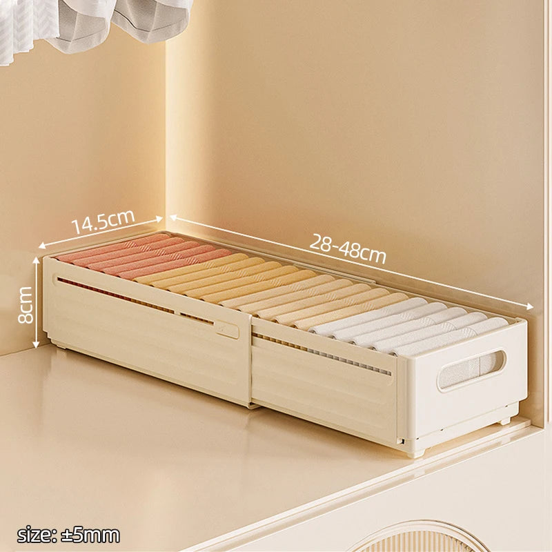 Expandable Box Clothes Beverage Drinks Snack Basket Pantry Kitchen Organizers Adjustable Fold Tray Closet Wardrobe Storage Case