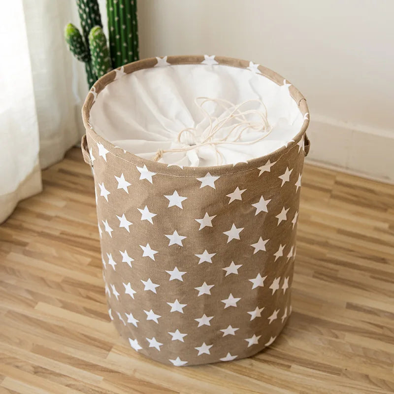Foldable Star Laundry Basket for Toys Cotton Linen Storage Bucket Bag Collapsible Household Dirty Clothes Organizer 35*45cm