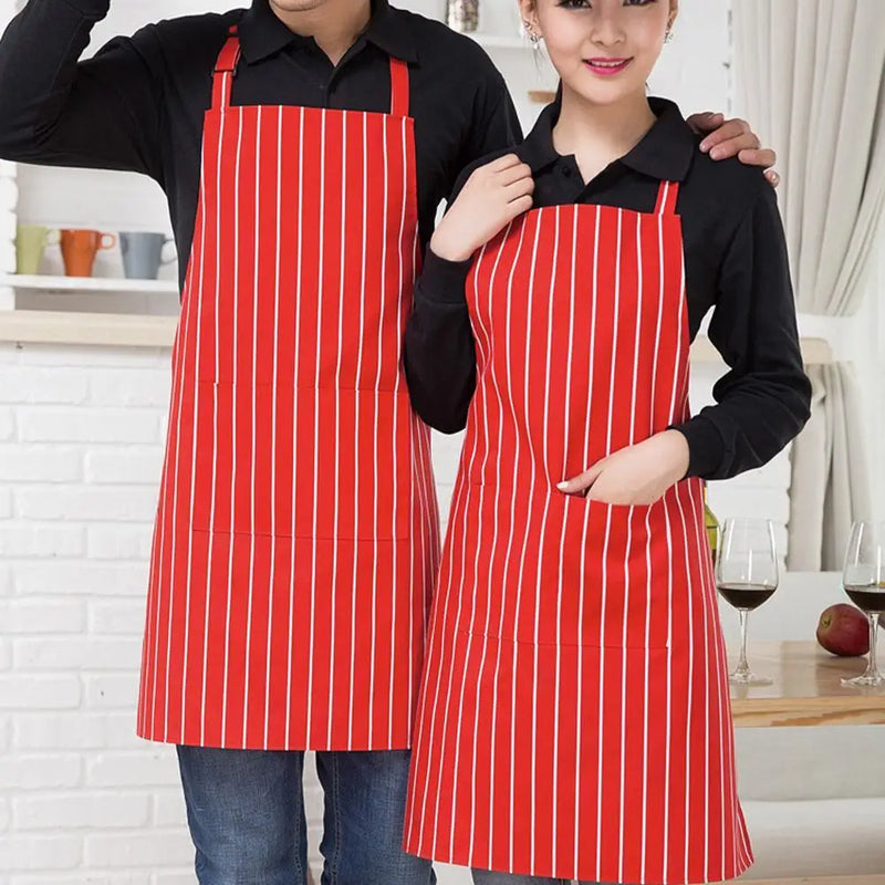 Kitchen Cooking Apron Chef Halterneck Apron With 2 Pockets Catering Sleeveless Aprons Men Woman BBQ Waiter Printing Apron