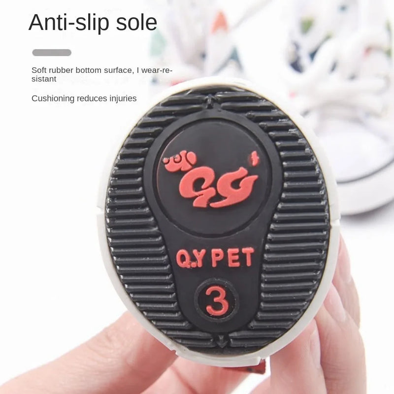 4Pcs Wear-resistant Dog Canvas Shoes Non-slip Breathable Pet Denim Boots Casual Fashion Puppy Sport Sneaker For Small Dogs Cats