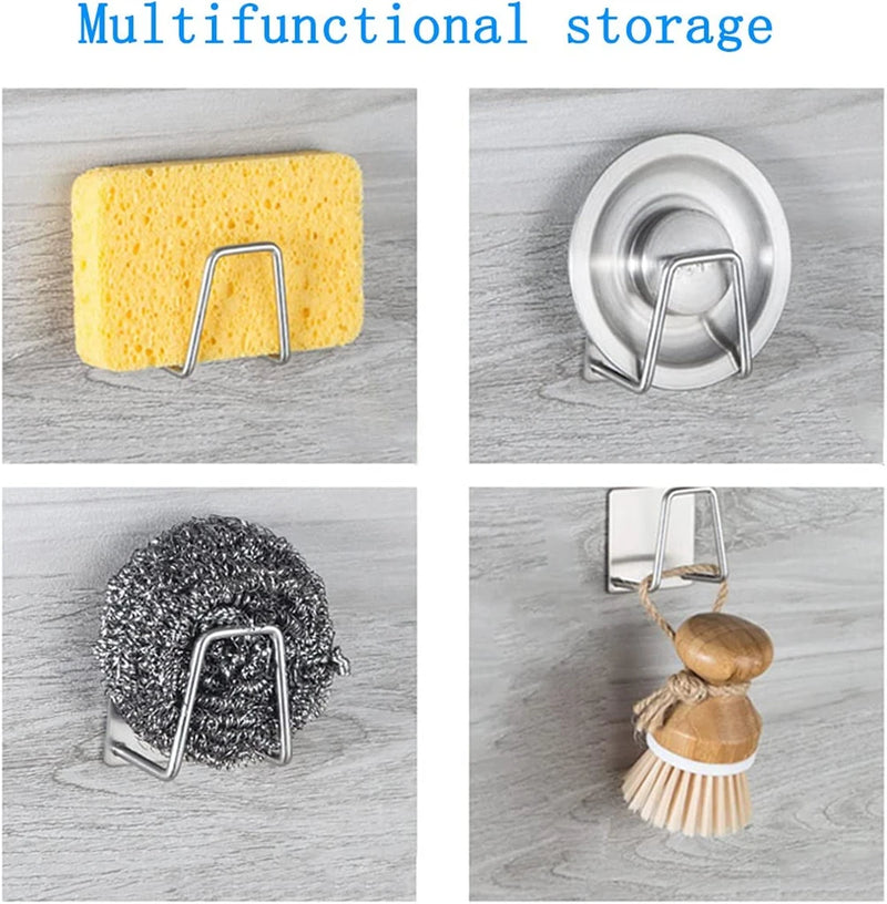 Wall Hooks Kitchen Organizer Sponges Cleaning Brush Self-Adhesive Drain Drying Rack Toilet Bathroom Accessories Storage Holder