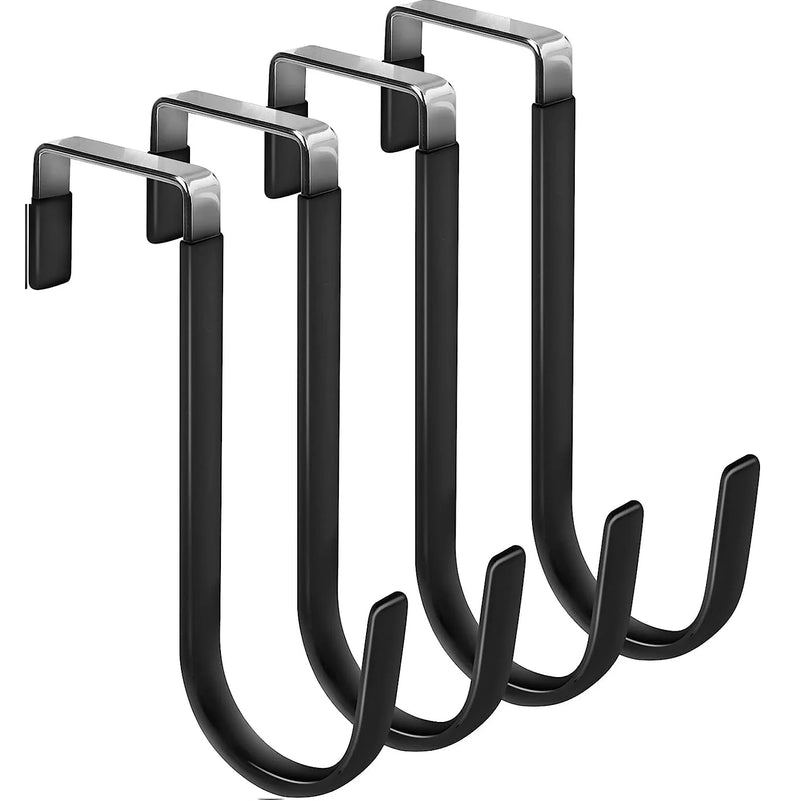 Over the Door Hooks 4 Pack Hangers Hooks Rubber Prevent Scratches Heavy Duty Organizer Bedroom Hanging Clothes Storage Holder