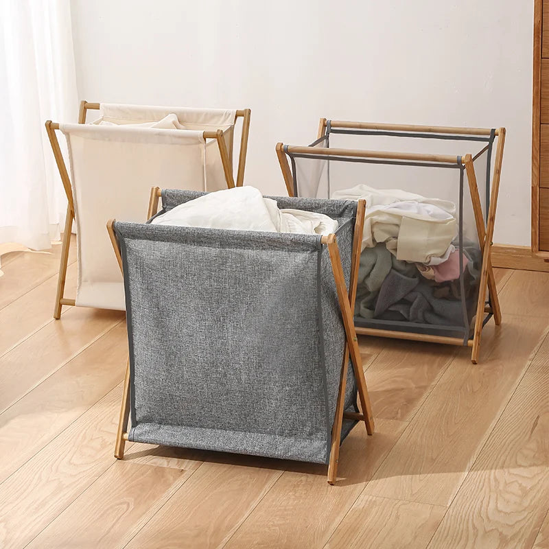 1 PC Laundry Hamper Foldable Bamboo Laundry Basket Large Capacity Washing Bin Household Japanese-style Dirty Clothes Basket