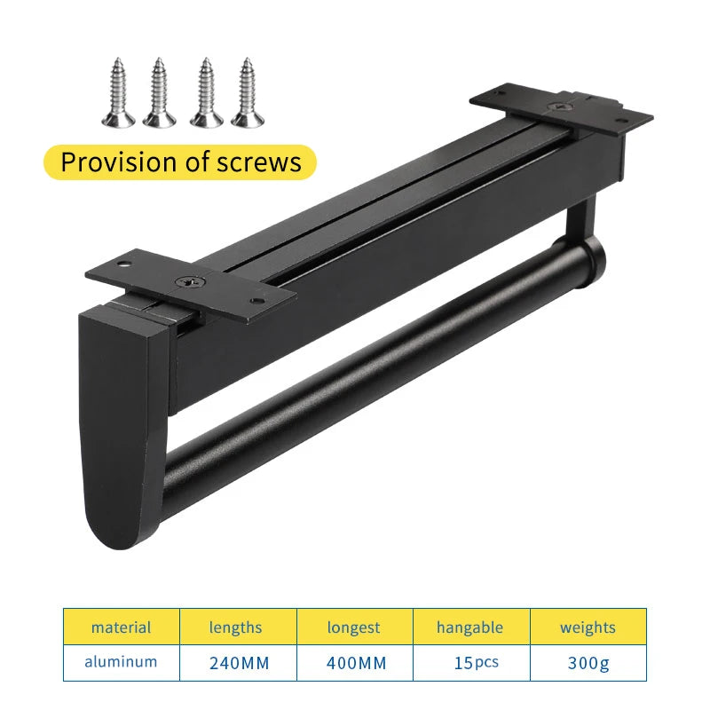 Closet shallow closet retractable hangers Cabinet hanging rod vertical pull-out top mounted trouser rack free of holes
