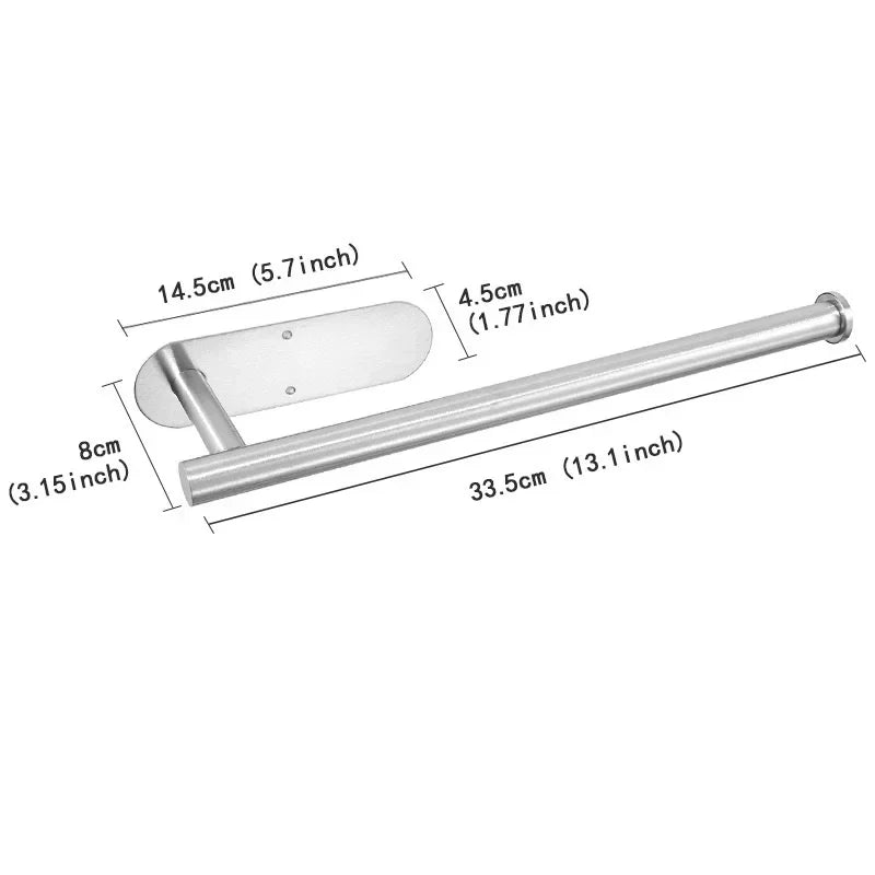Paper Towel Holder Under Cabinet Wall Mount Stainless Steel Black Kitchen Paper Towel Rack Bathroom Self Adhesive No Drilling