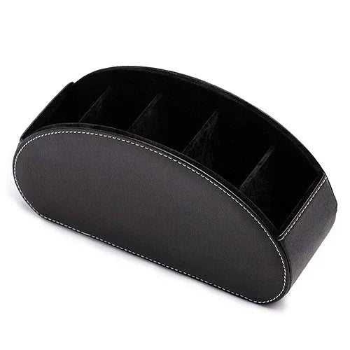 5 Grid Pu Leather Organizer Remote Control Phone And Tv Holder Desk Storage Box Cosmetics Brush