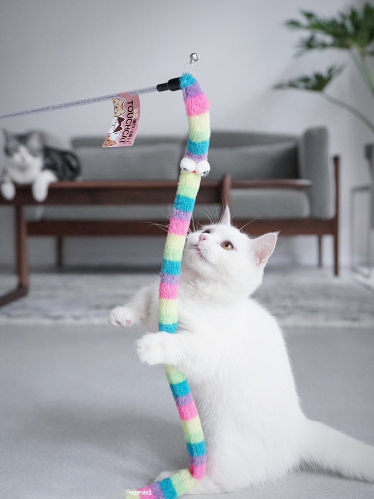 Cat Toy Feather Cat Teaser Wand Cat Interactive Toy Funny Caterpillar Colorful Rod Teaser Wand Pet Cat Supplies Cat Accessory