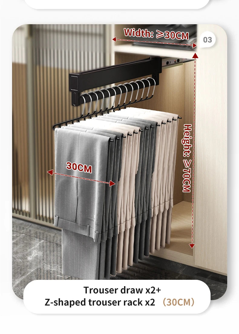 Expandable Sliding Pants Rack Collapsible Drying Holder Aluminum alloy Wardrobe Clothes Rack Wall-mounted Retractable organizer