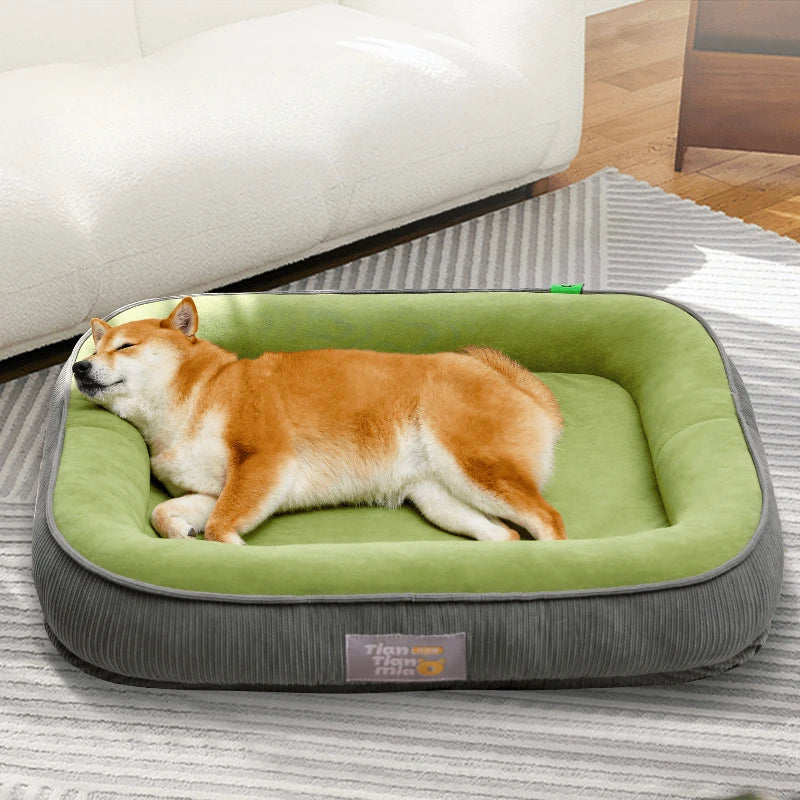 All-Season Detachable Washable Dog Bed for Small/Medium Dogs - Thermal Winter Pet Sofa Cushion Mat with Removable Cover