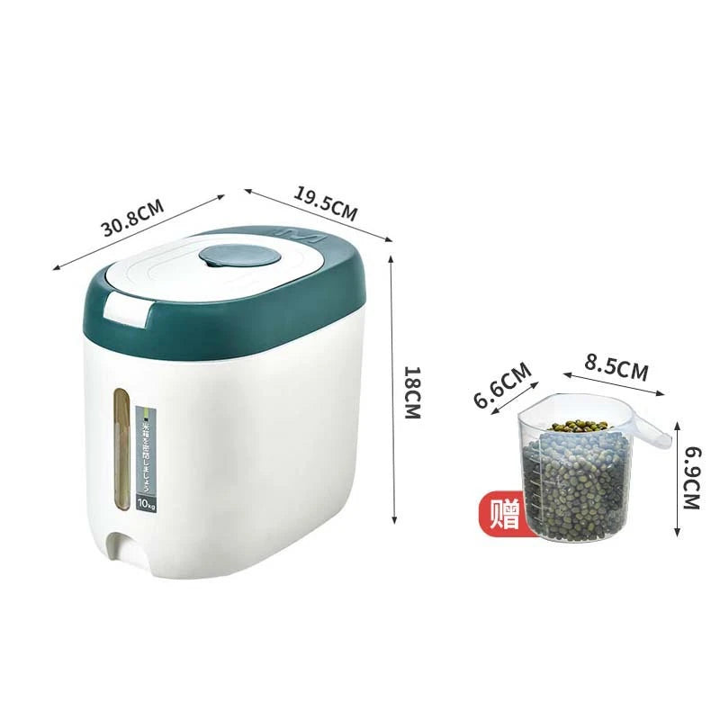 5KG Metering Household Kitchen Rice Bucket Grains Storage Box Food Container Insect-Proof Flour Sealed Jar Cans Organizer
