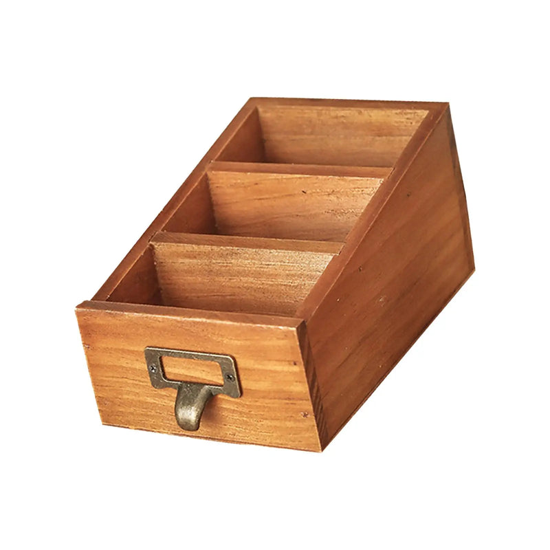 Wooden Desktop Organizer Case Durable Compact Portable Remote Control Caddy Holder for Desktop Office Countertop Bedroom Vanity