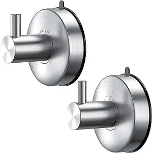 Suction Cup Hooks for Shower Brushed Nickel Towel Hooks Hanger Bathrooms SUS 304 Stainless Steel Hooks Home Storage Holder Hook