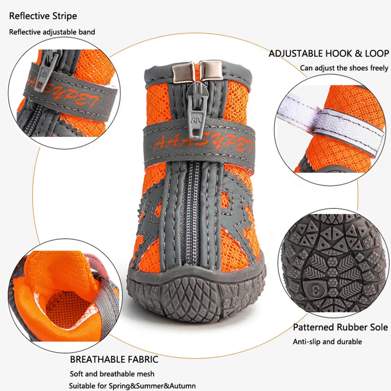 Anti Slip Dog Shoes Waterproof for Small Dogs Chihuahua Shoe Protector Dog Boots Puppy Hiking Shoes Breathable Mesh Pet Booties