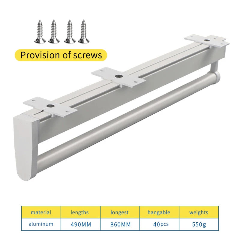Closet shallow closet retractable hangers Cabinet hanging rod vertical pull-out top mounted trouser rack free of holes