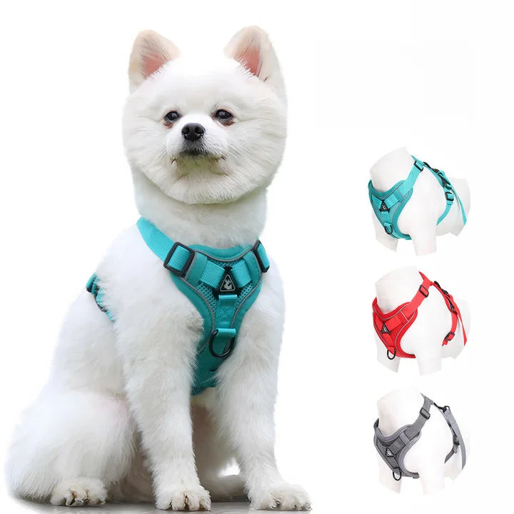 Guia Coleira com Peitoral para Cães Gatos, Respirável à Prova de Fugas, Ideal para Caminhadas ao Ar Livre, Fácil Controle, Reflexiva Noturna