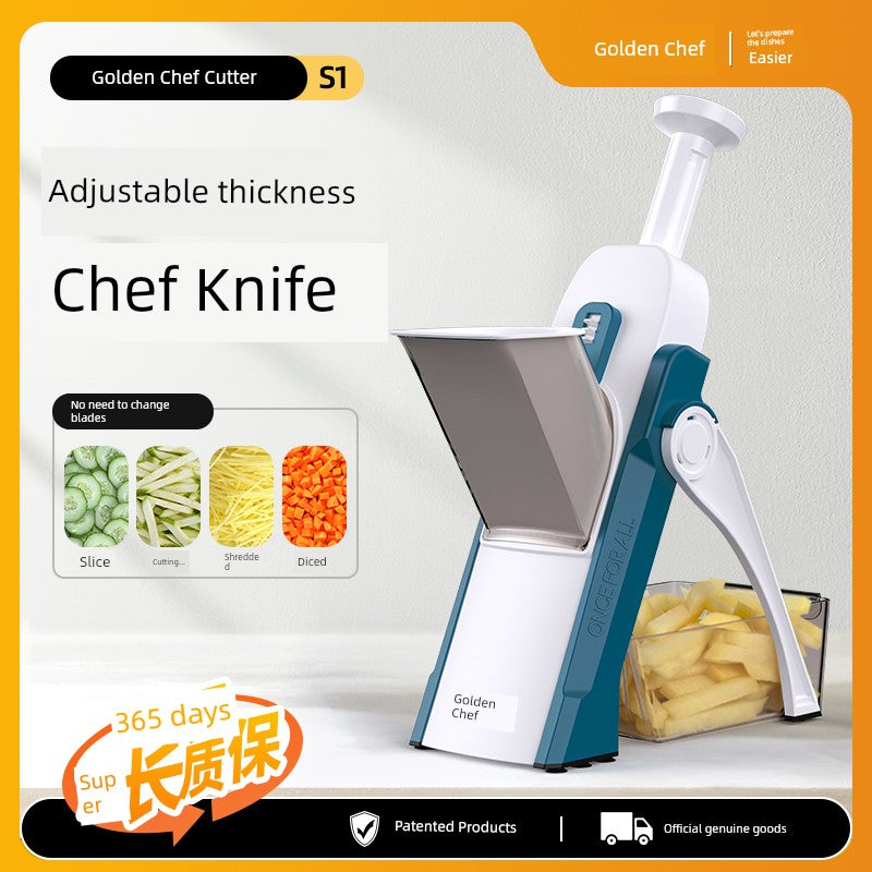 Ralador, Fatiador, Raspador e Picador Multifuncional Gold Kitchen Fatiador em cubos para uso doméstico, cortador universal de vegetais para cozinha