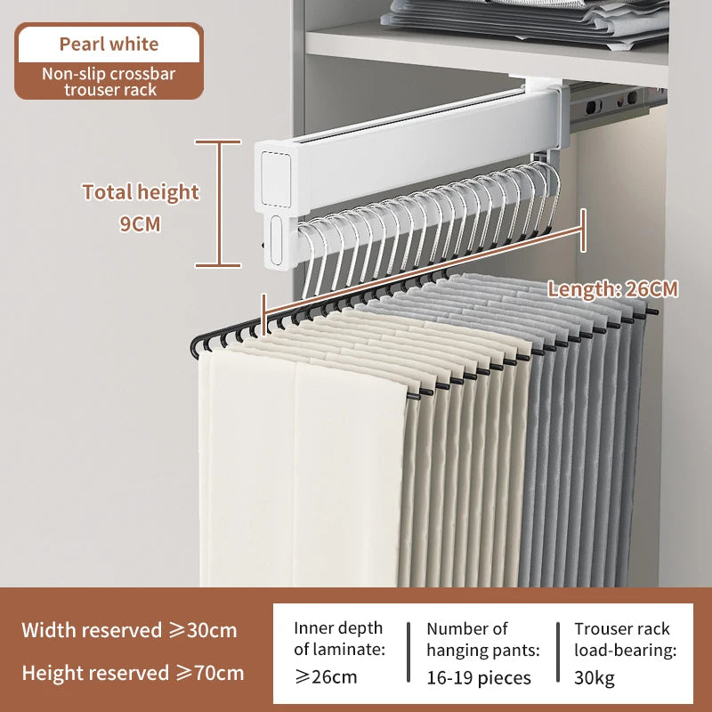 Expandable Sliding Pants Rack Collapsible Drying Holder Aluminum alloy Wardrobe Clothes Rack Wall-mounted Retractable organizer