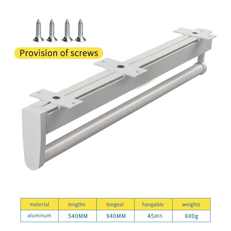 Closet shallow closet retractable hangers Cabinet hanging rod vertical pull-out top mounted trouser rack free of holes