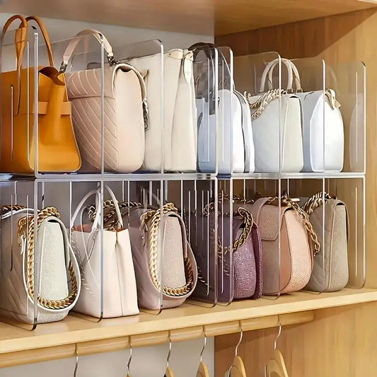 4 Slots Handbag Storage Racks Transparent Wardrobe Divider Shelf Acrylic Storage Holder Closet Organizer Bags Display Racks