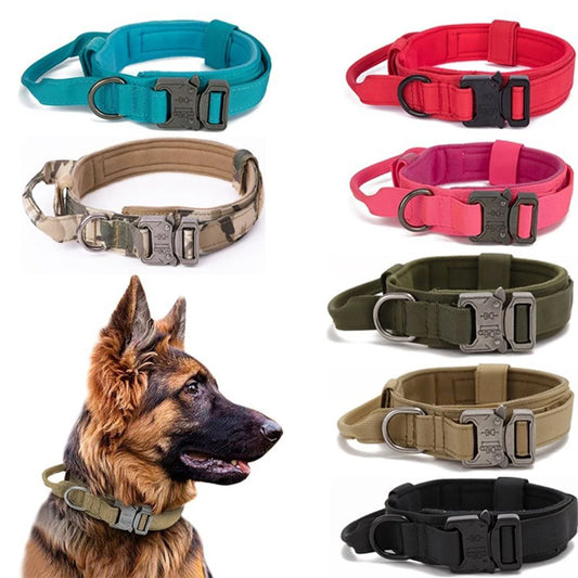 Coleiras e Guias para Cães Pets, Material de Nylon, Coleira Refletiva Durável, Coleira Tática para Treinamento de Pets