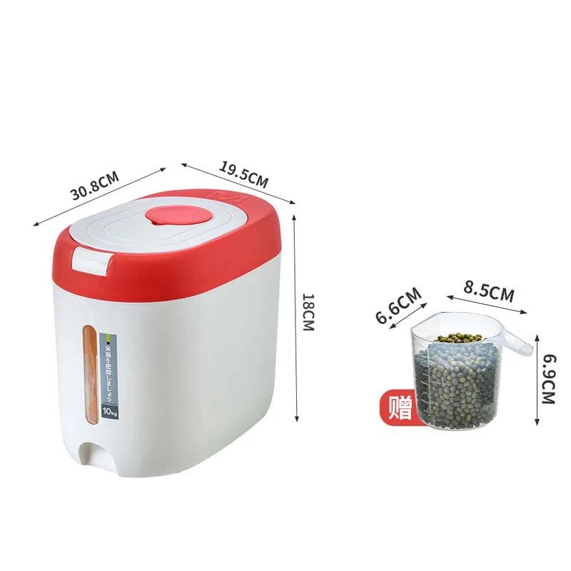 5KG Metering Household Kitchen Rice Bucket Grains Storage Box Food Container Insect-Proof Flour Sealed Jar Cans Organizer