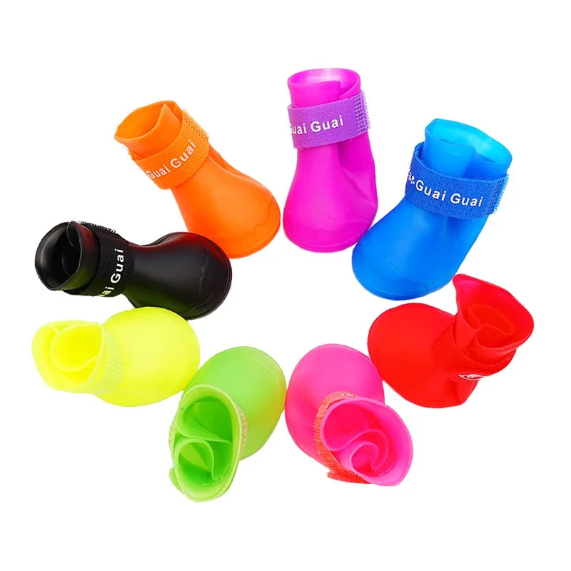 4Pc/Set Pet WaterProof Rainshoe Anti-slip Rubber Boots for Chihuahua Outdoor Footwear Socks Dog Ankle Boots Pet Accessories