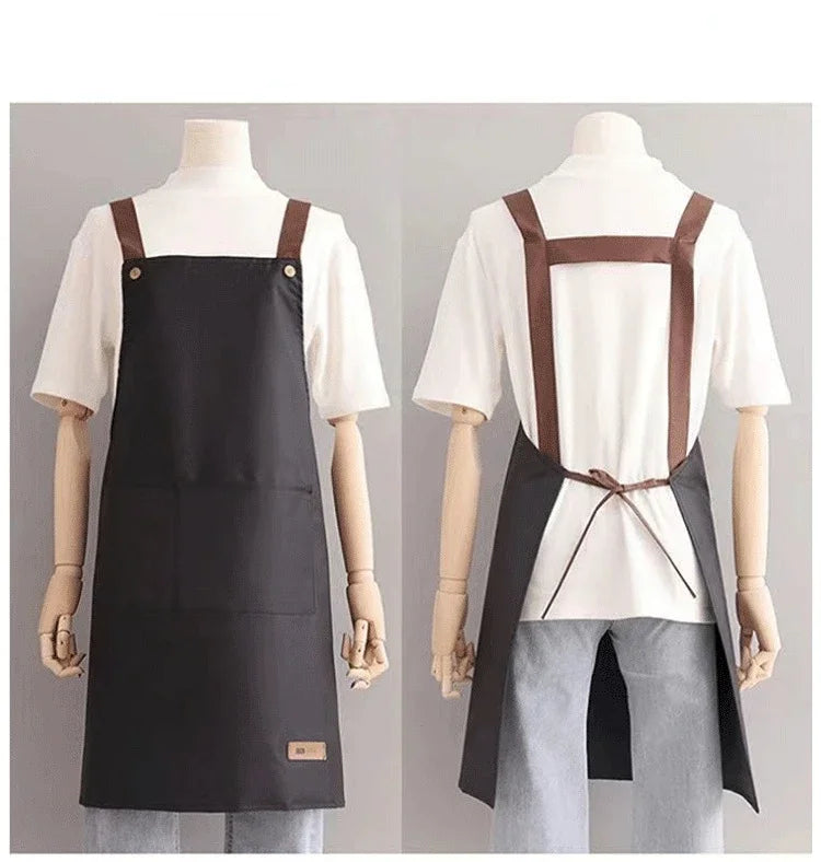 Avental Profissional de Bolso Grande Frontal, À prova d'água, Antiincrustante para Cozinha, Fácil de Lavar e Higienizar, Ideal p Restaurante, afeteria, comida, pastelaria ocidental, roupas de trabalho