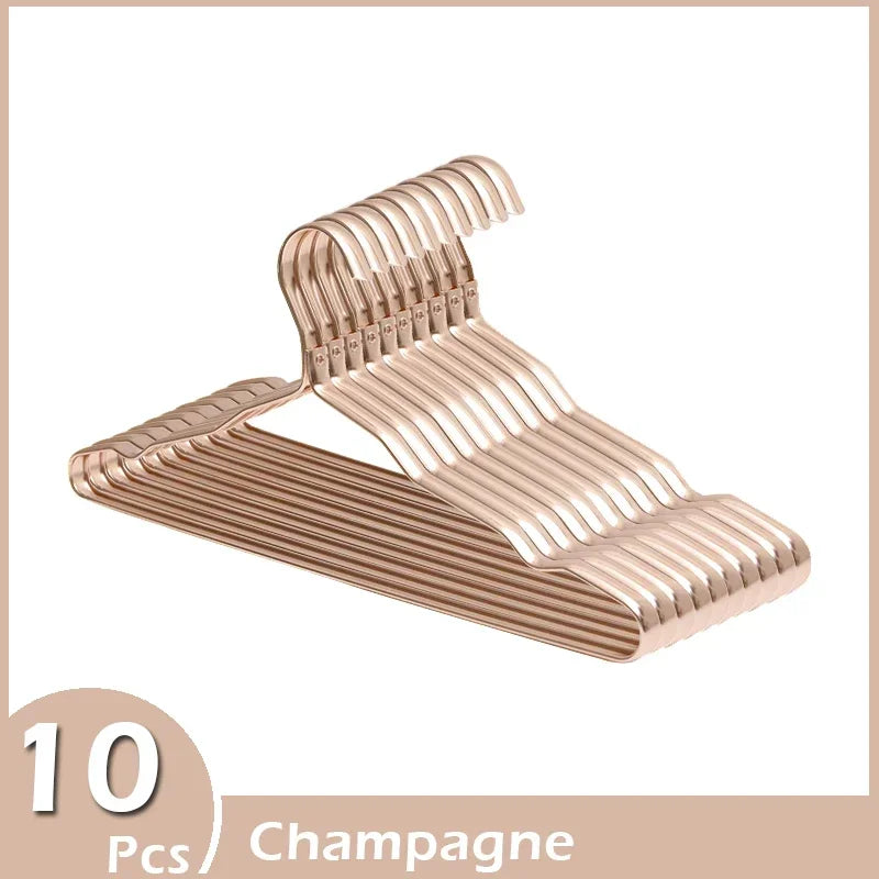10Pcs Aluminum Clothes Racks Durable Coat Hangers Anti-slip Durable Metal Rack Wardrobe Organizer Closet Clothing Storage Rack