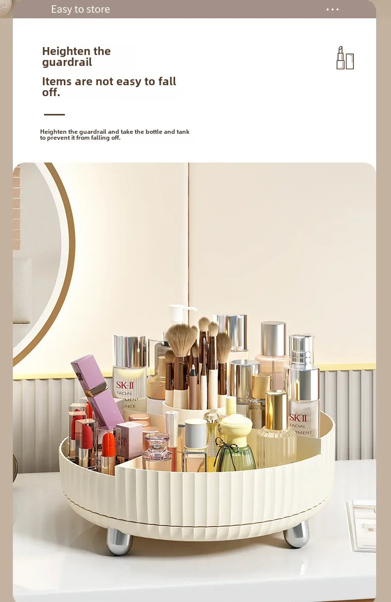 Rotating cosmetics storage box desktop large capacity 360 degree skin care product storage rack dressing table simple storage...