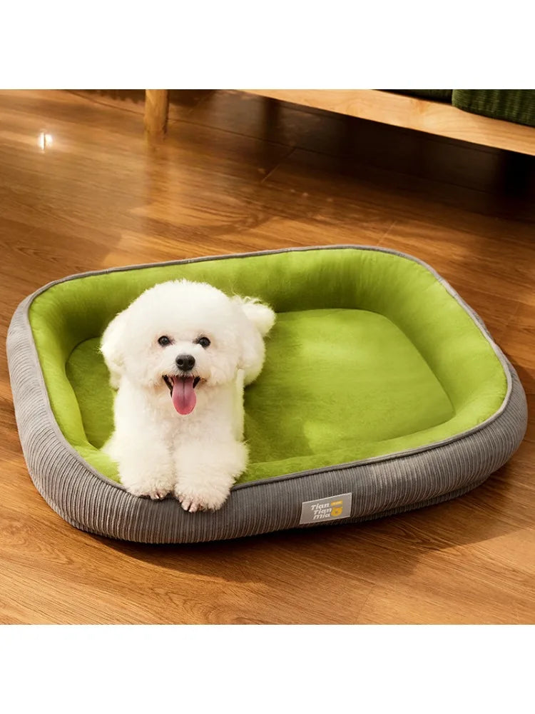 All-Season Detachable Washable Dog Bed for Small/Medium Dogs - Thermal Winter Pet Sofa Cushion Mat with Removable Cover