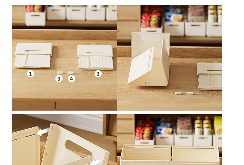 Expandable Box Clothes Beverage Drinks Snack Basket Pantry Kitchen Organizers Adjustable Fold Tray Closet Wardrobe Storage Case
