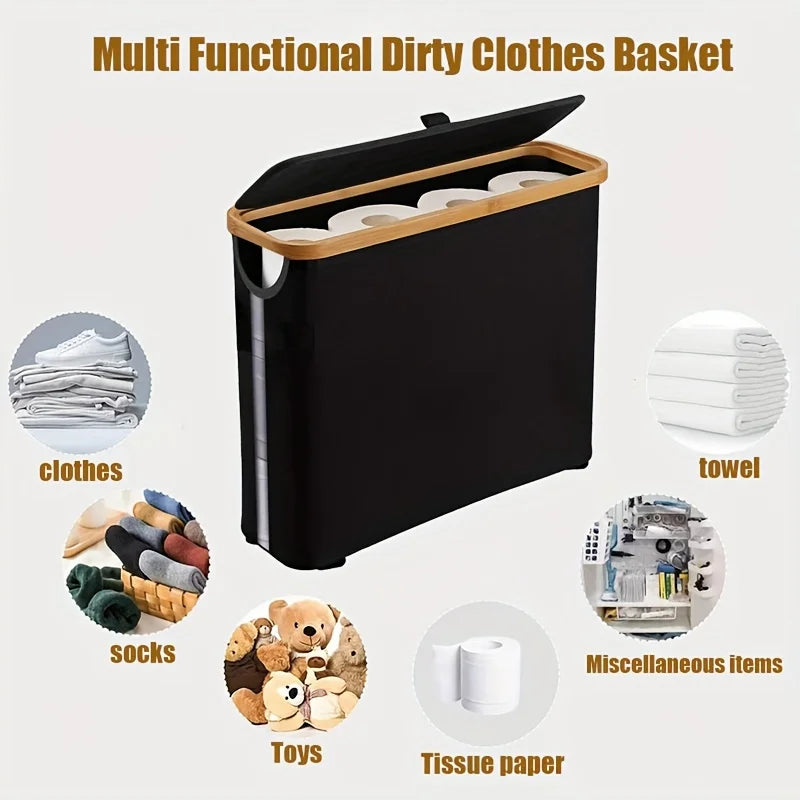 Foldable Toilet Paper Storage Basket with Lid Handle Waterproof Toilet Paper Holder Stand Bathroom Organizer Cabinet Container