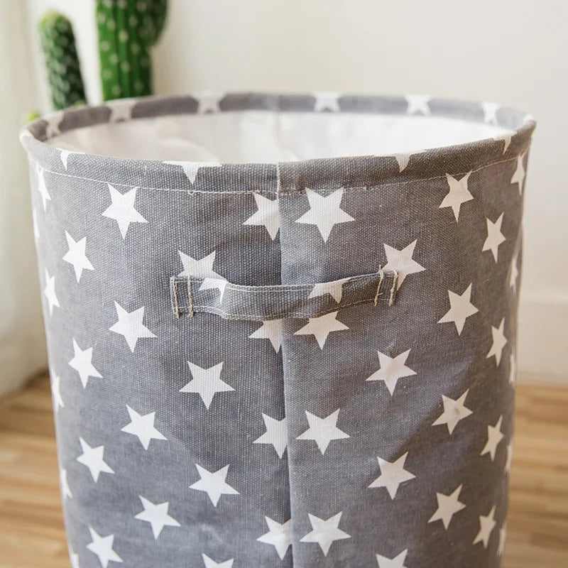 Foldable Star Laundry Basket for Toys Cotton Linen Storage Bucket Bag Collapsible Household Dirty Clothes Organizer 35*45cm