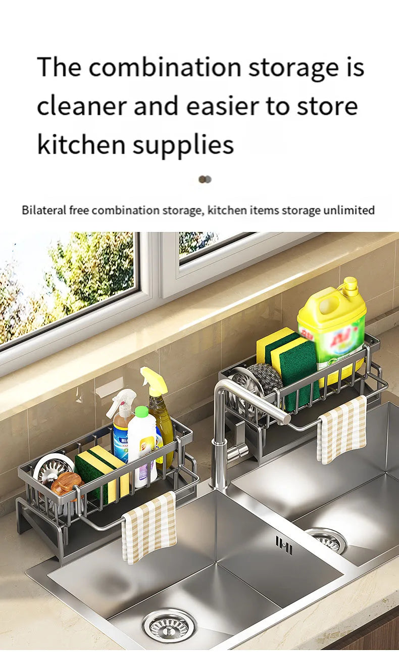 ABS plastic drain rack kitchen sink storage rack rag dish storage narrow edge sponge storage rack convenient household storage