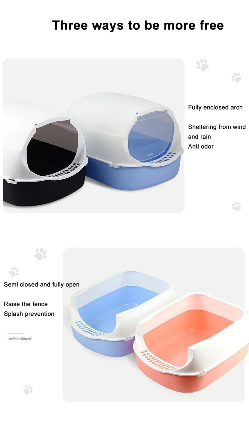 Closed Sandbox Cats Sanitary Tray Splash Proof Clean Basin Anti Flip Over Odor Proof Pet Accessories Pet Litter Box Plastic