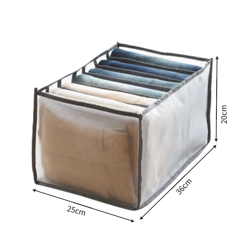 7 Grids Jeans Storage Box Closet Wardrobe Clothes Compartment Boxes Drawer Jeans Socks Separation Organizer Pants Storage
